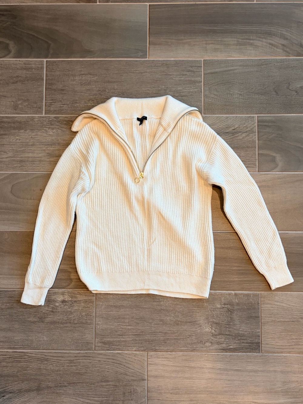 Talbots Cream Ribbed Half-Zip Turtleneck Sweater